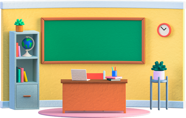 3D Teacher And Student Classroom Scene