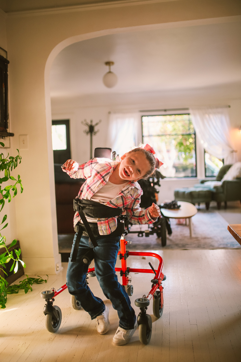 Child with Cerebral Palsy Using a Stander