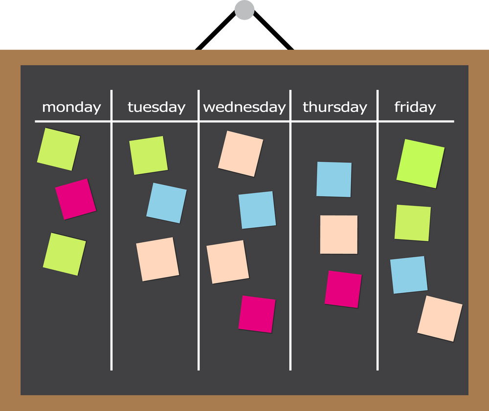 Scrum Task Board Full of Tasks on Sticky Note Cards